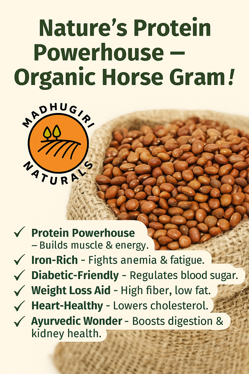 Farm grown horsegram from Madhugiri Naturals